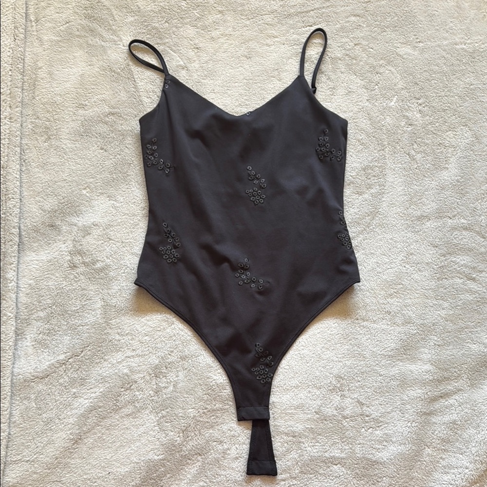 H&M Black Embellished Bodysuit